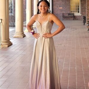 Elegant Silver Evening Gown